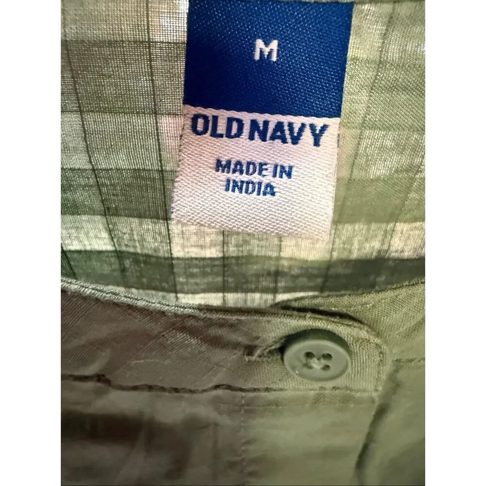 Old Navy women's striped, puff-sleeve blouse Green Sz M NWT